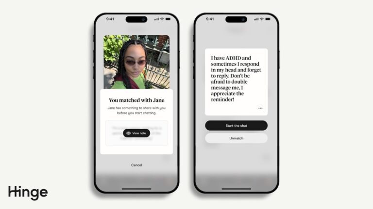 Hinge запускает новую функцию для Daters для частного обмена подробностями с матчами