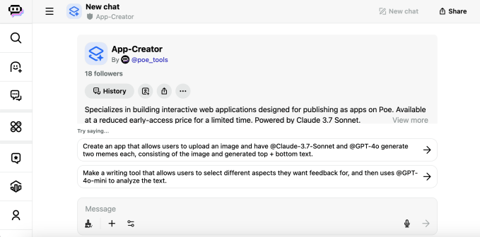 Quora's Poe теперь позволяет пользователям создавать и обмениваться пользовательскими приложениями с AI-двигателями