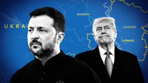 Монтаж Володимира Зеленски, Дональда Трампа и карты Украины