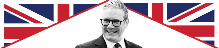 Монтаж британского флага и Keir Starmer