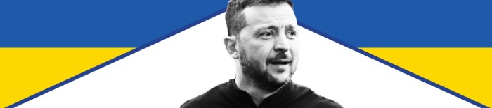 Монтаж Украины Флаг и Volodymyr Zelenskyy 