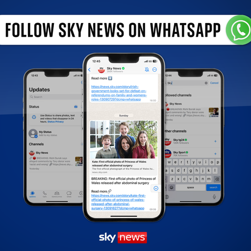 Следите за Sky News на WhatsApp