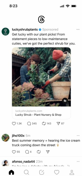 Threads Instagram получает видеообъявления