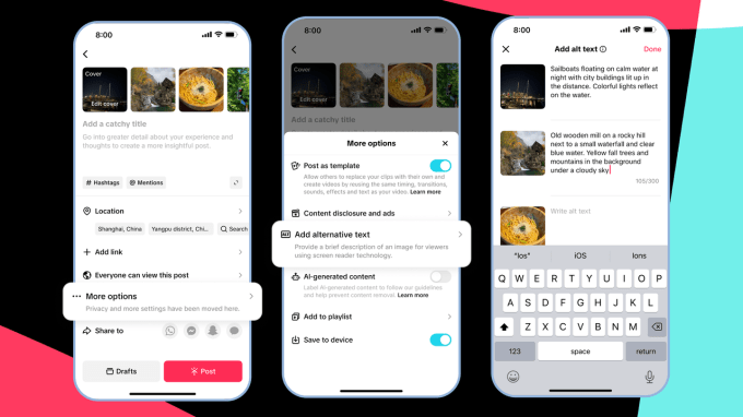 Tiktok выкатывает новые инструменты доступности, в том числе AI-сгенерированный Alt Text