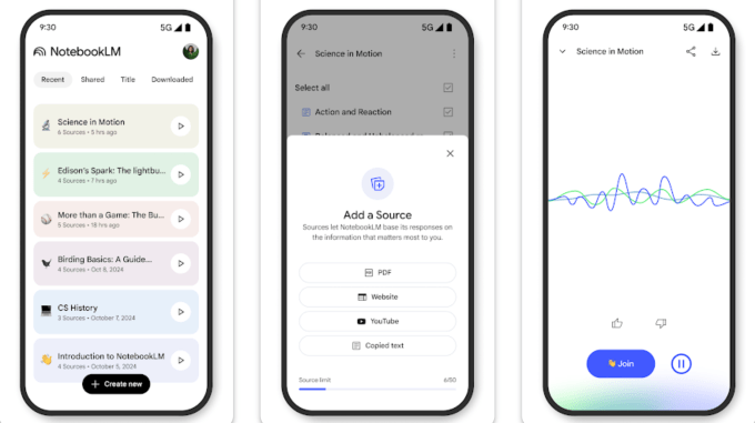 Google запускает автономное приложение NoteBooklm для Android