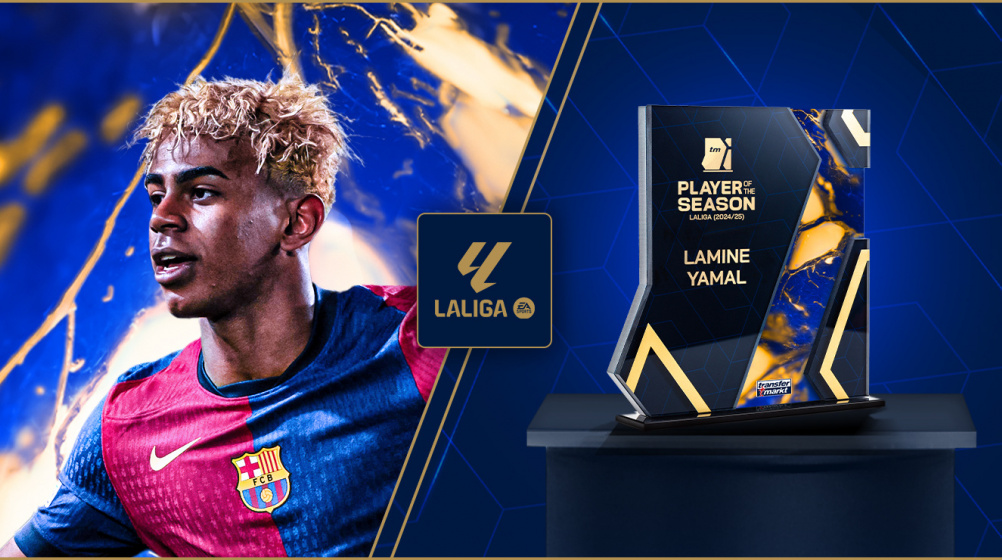 Sensation Sensation Lamine Yamal выигрывает игрока Transfermark's Laliga в сезоне Sensation Sensation Lamine Yamal выигрывает игрока Transfermark's Laliga в сезоне