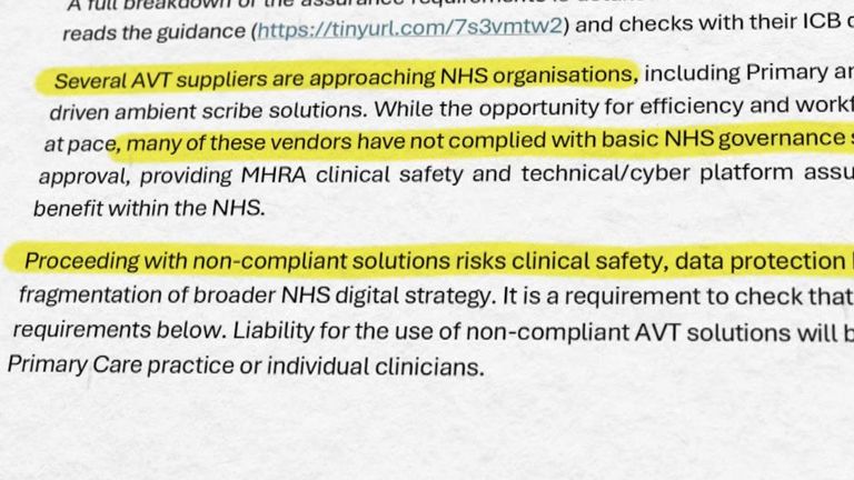 Предупреждающая буква NHS с выделенным текстом